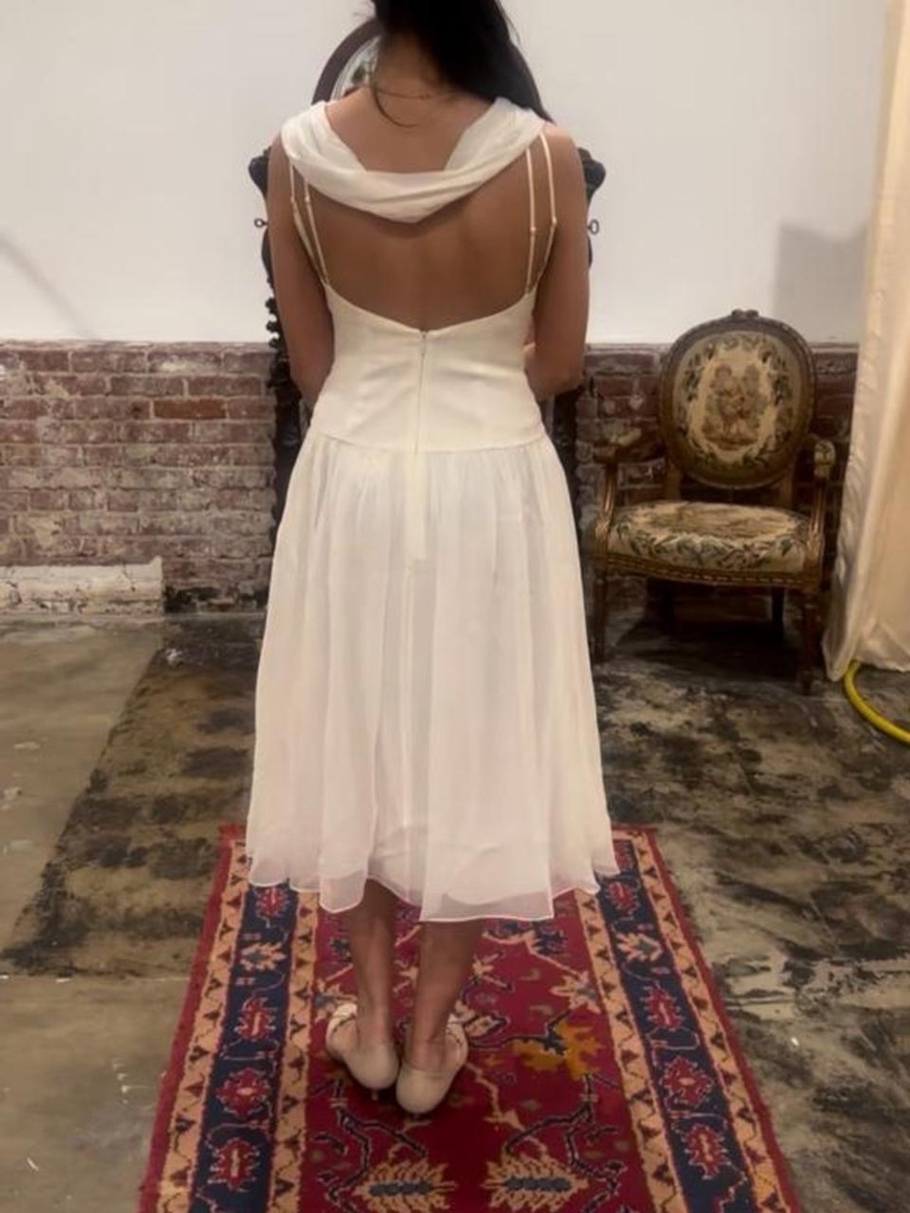 MIRROR PALAIS DOUBLE COWL SILK DRESS